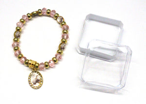 12 Pink/Gold Baby Rosary Bracelet