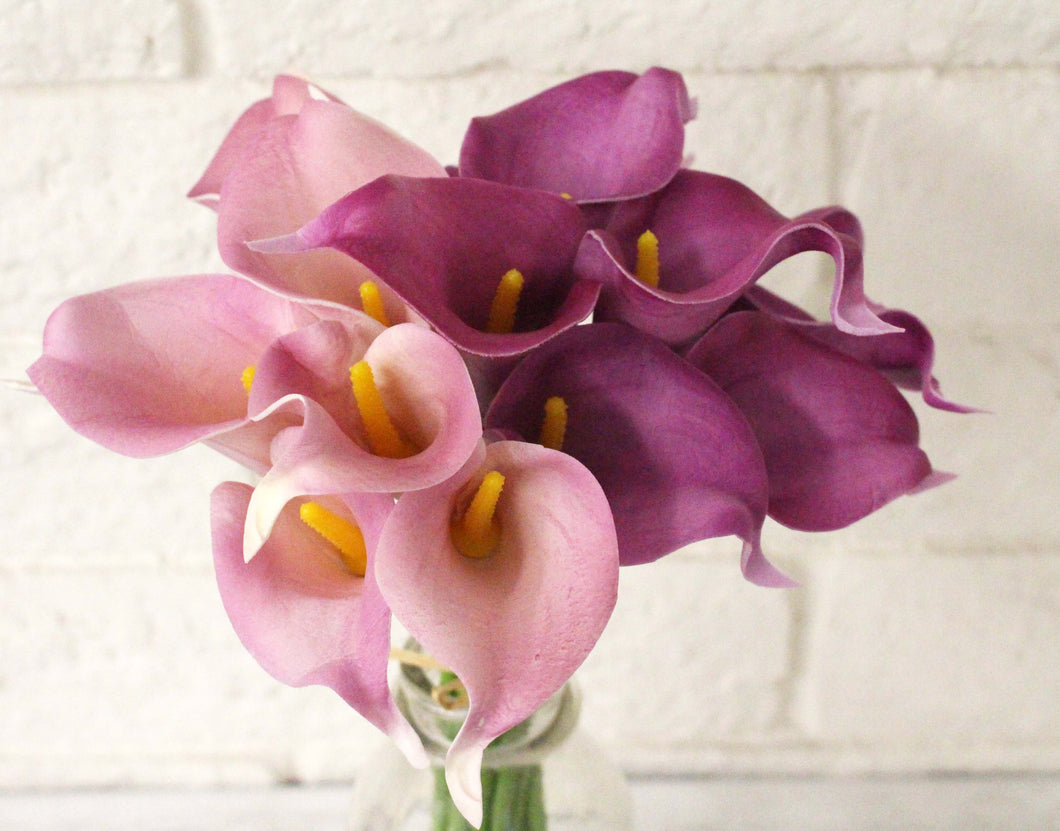 Lavender Purple 14pc Real Touch Calla Lily