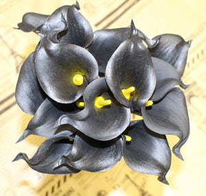 15 Black Real Touch Calla Lily