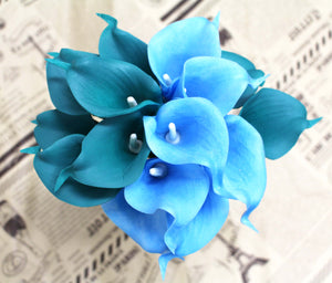 15 Light Blue Turquoise Real Touch Calla Lily