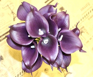 15 Purple Real Touch Calla Lily