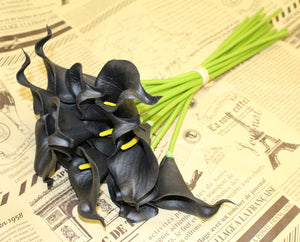 15 Black Real Touch Calla Lily