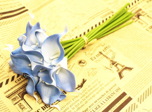 15 Light Blue Real Touch Calla Lily