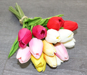 15 Red Pink Multi Color Real Touch Tulip