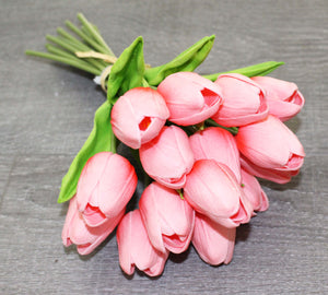 15 Pink Real Touch Tulip