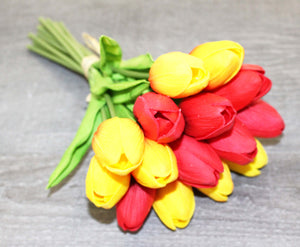 15 Red Yellow Real Touch Tulip