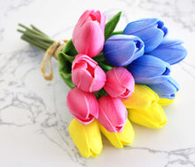 Load image into Gallery viewer, 15 Bue Yellow Pink Real Touch Tulip