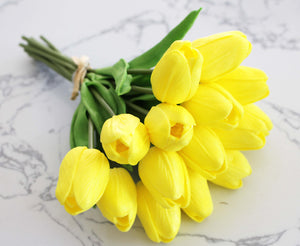 15 Yellow Real Touch Tulip