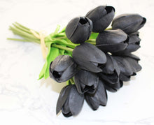 Load image into Gallery viewer, 15 Black Real Touch Tulip