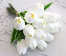 Load image into Gallery viewer, 15 White Real Touch Tulip