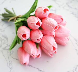 15 Pink Real Touch Tulip