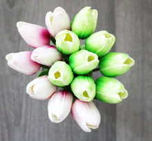 Load image into Gallery viewer, 15 Apple Green Pink Real Touch Tulip