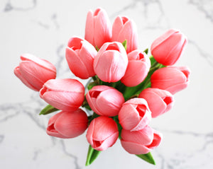 15 Pink Real Touch Tulip