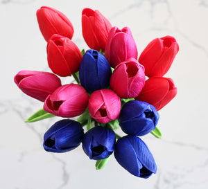 15 Blue Hot Pink Red Real Touch Tulip