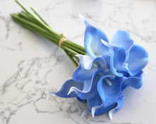 Load image into Gallery viewer, 15 Light Blue Real Touch Calla Lily