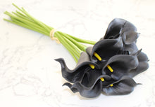 Load image into Gallery viewer, 15 Black Real Touch Calla Lily