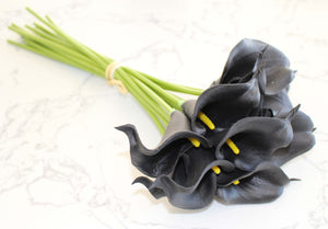 15 Black Real Touch Calla Lily