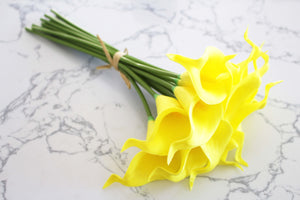 15 Yellow Real Touch Calla Lily