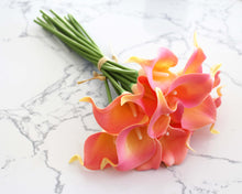 Load image into Gallery viewer, 15 Pink Yellow Blush Real Touch Calla Lily