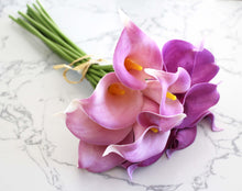 Load image into Gallery viewer, 15 Purple Lavender Real Touch Calla Lily