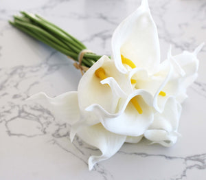 15 White Real Touch Calla Lily