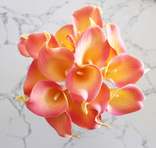 Load image into Gallery viewer, 15 Pink Yellow Blush Real Touch Calla Lily