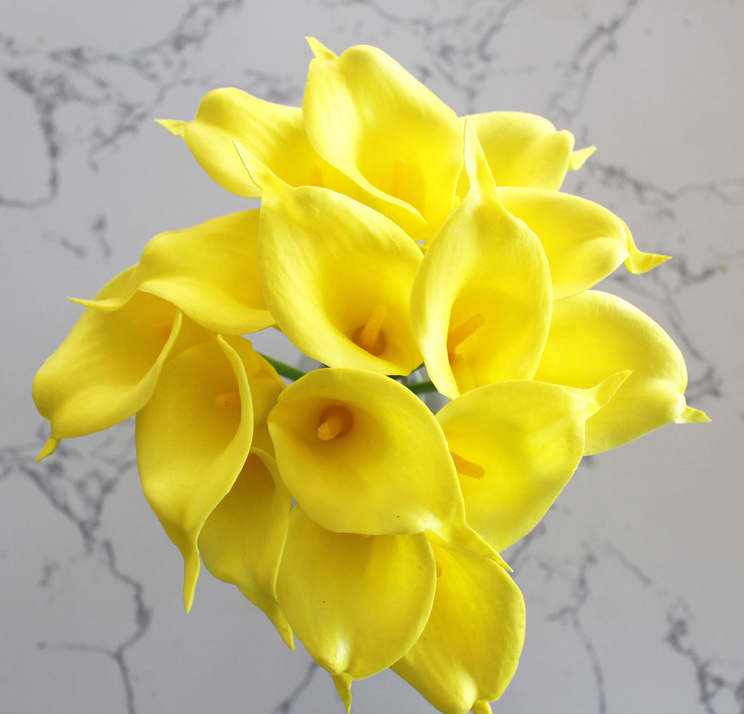 15 Yellow Real Touch Calla Lily