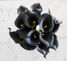 Load image into Gallery viewer, 15 Black Real Touch Calla Lily