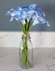 15 Light Blue Real Touch Calla Lily