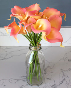 15 Pink Yellow Blush Real Touch Calla Lily