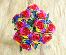 Load image into Gallery viewer, 1 Dozen Rainbow Rose Long Stem