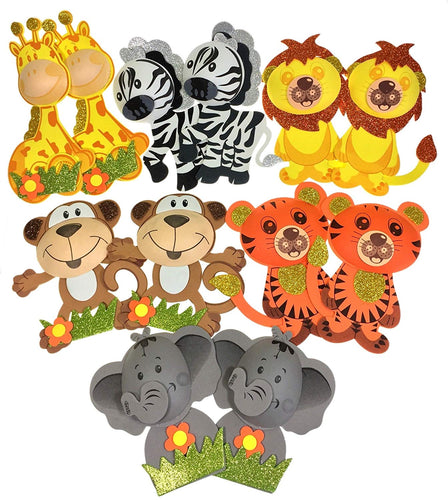 10pc Safari Jungle Zoo Animals Foam