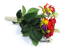 Load image into Gallery viewer, Handmade Rainbow Rose Toss Bouquet