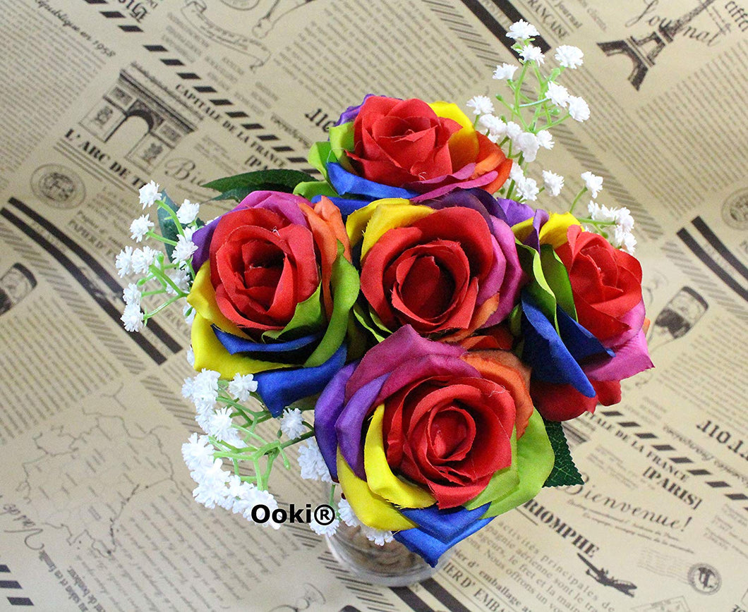 Handmade Rainbow Rose Toss Bouquet