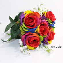 Load image into Gallery viewer, Handmade Rainbow Rose Toss Bouquet