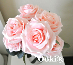 Blush Rose Bouquet Silk Flower 10 Heads Bush