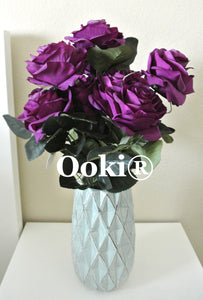 Lilac Purple Rose Bouquet Artificial Silk Flower 10 Heads