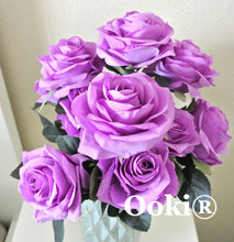 Load image into Gallery viewer, Lavender Rose Bouquet Silk Flower 10 Heads Bush