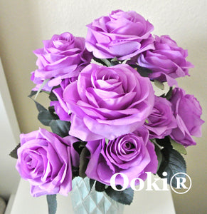 Lavender Rose Bouquet Silk Flower 10 Heads Bush