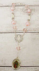 12 Guadalupe Pink Bracelet Charm Rosary