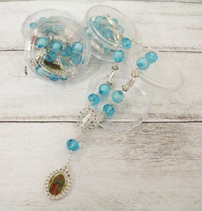 12 Guadalupe Blue Bracelet Charm Rosary