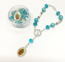 Load image into Gallery viewer, 12 Guadalupe Blue Bracelet Charm Rosary