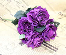 Load image into Gallery viewer, Lilac Purple Rose Bouquet Artificial Silk Flower 10 Heads