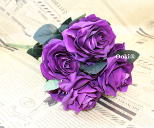 Lilac Purple Rose Bouquet Artificial Silk Flower 10 Heads