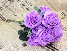 Load image into Gallery viewer, Lavender Rose Bouquet Silk Flower 10 Heads Bush