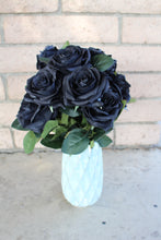 Load image into Gallery viewer, Black Rose Bouquet Silk Flower 10 Heads Bush