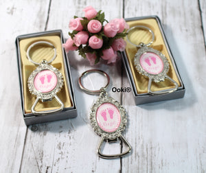 12 Baby Boy Girl Footprint Elegant Keychain Party Favor