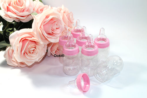 12 Pink Baby Bottle Fillable