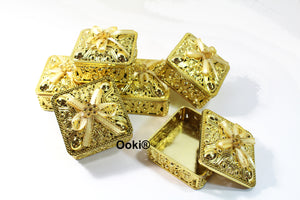 12 Elegant Rhinestone Bow Gold or Silver Trinket Box