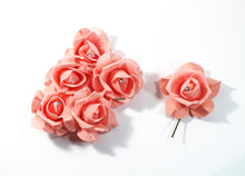 Load image into Gallery viewer, 12 Organza Foam Rose Heads Scrapbook DIY